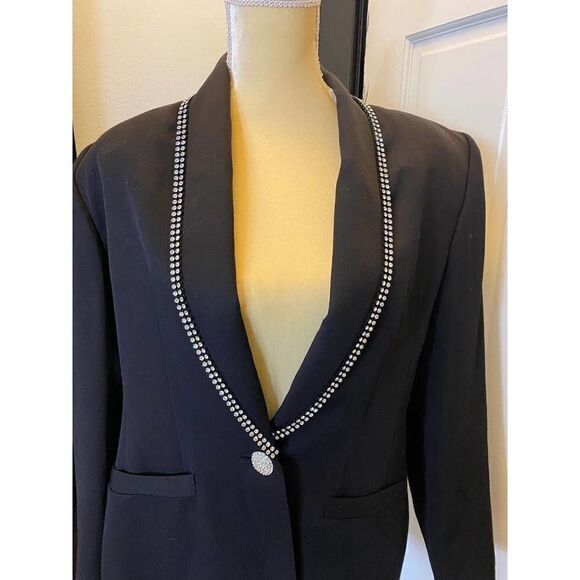 Vintage Criscione New York Blazer Bejeweled Nineties 1990s Black - Size Medium - Picture 8 of 12